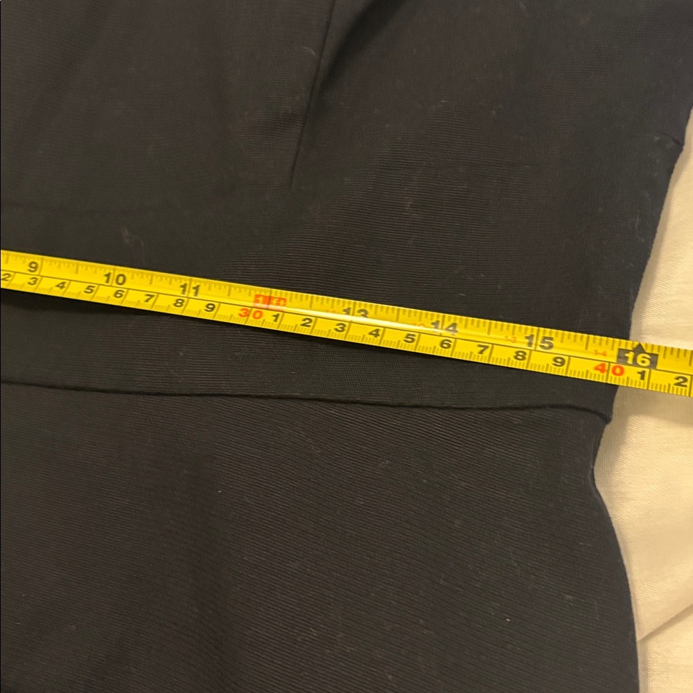 Cue Navy Mini shift Dress SZ 10 cotton stretch belt loop minimalist career wear - Picture 10 of 15
